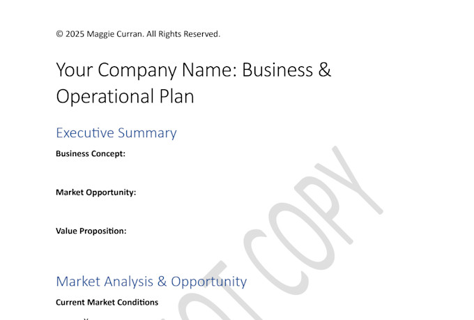 deliver a custom combined business and operational plan